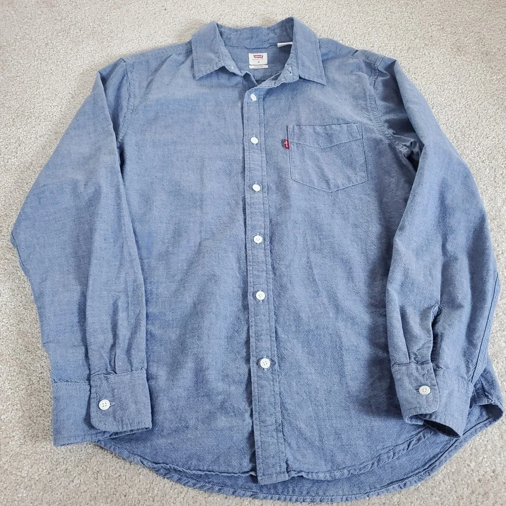 Levi's Men's Button Up Shirt Size M Blue Long Sleeve